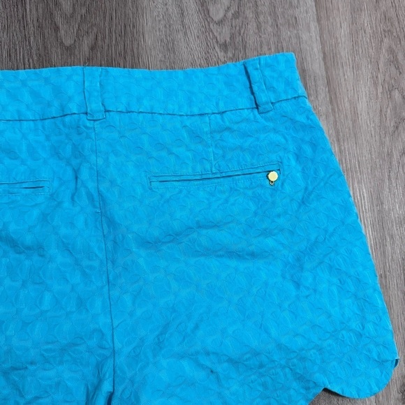 Crown & Ivy Shelby Scalloped Hem Shorts Preppy Southern Bright Blue 10 Turquoise - Picture 3 of 4